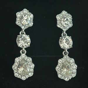 GIVENCHY Silver-Tone Crystal Flower Drop Earrings